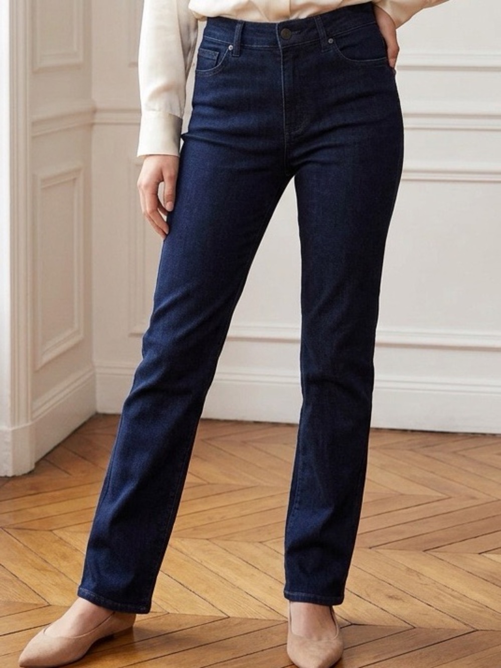 Not Your Daughters Jeans NYDJ Deep Indigo Boot Cut Marilyn Straight Jeans size 6